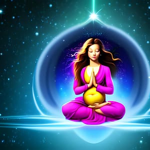 A woman meditating to increase changes of conception. Beneficial when doing fertility readings.